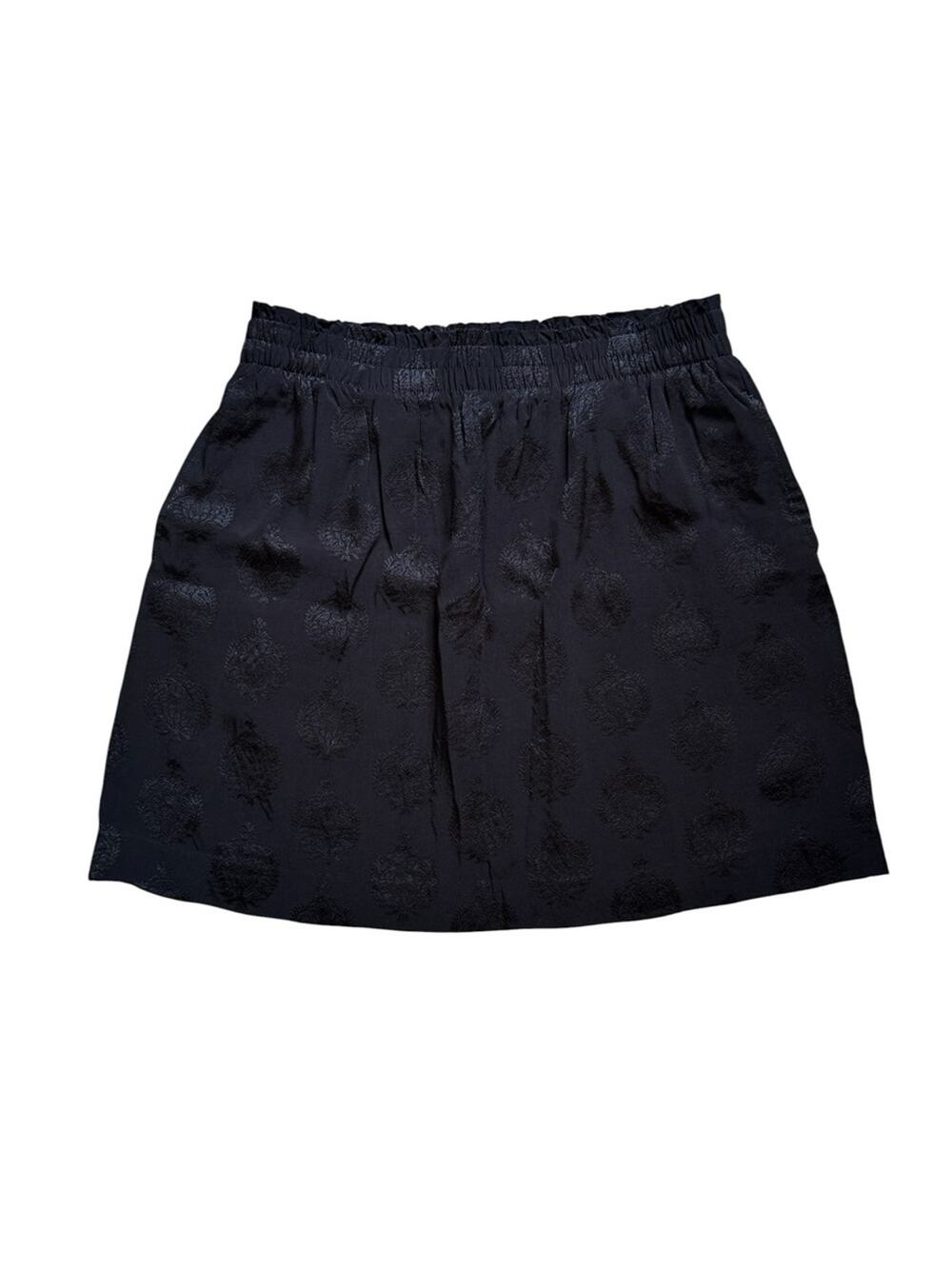 LOFT Black Medallion Floral Jacquard Pattern Pull On Skirt Size Small